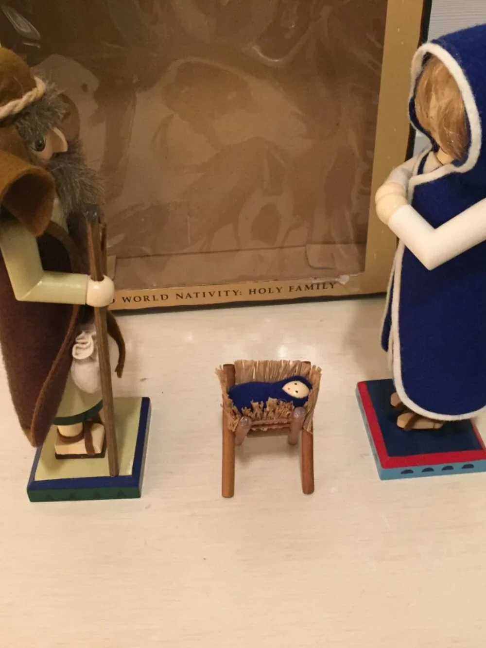 Nutcracker Village Old World Nativity Holy Family  Joseph Mary Baby Jesus Wooden